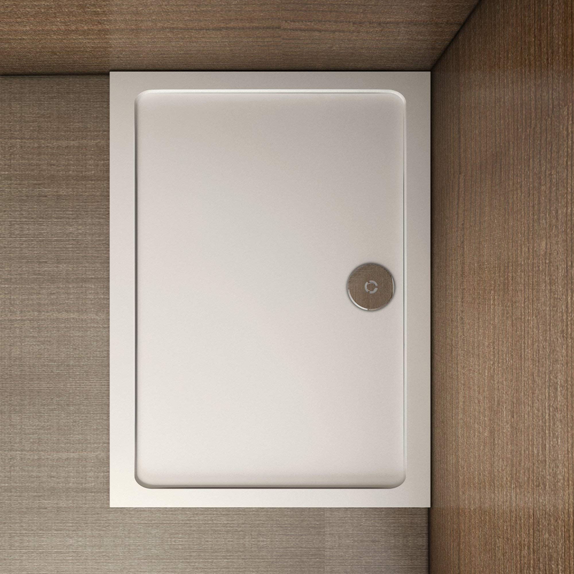 AICA SANITARIOS Plato de Ducha Rectangular y Cuadrado 80x76cm, Piedra Artificial con Recubrimiento Acrílico, Blanco