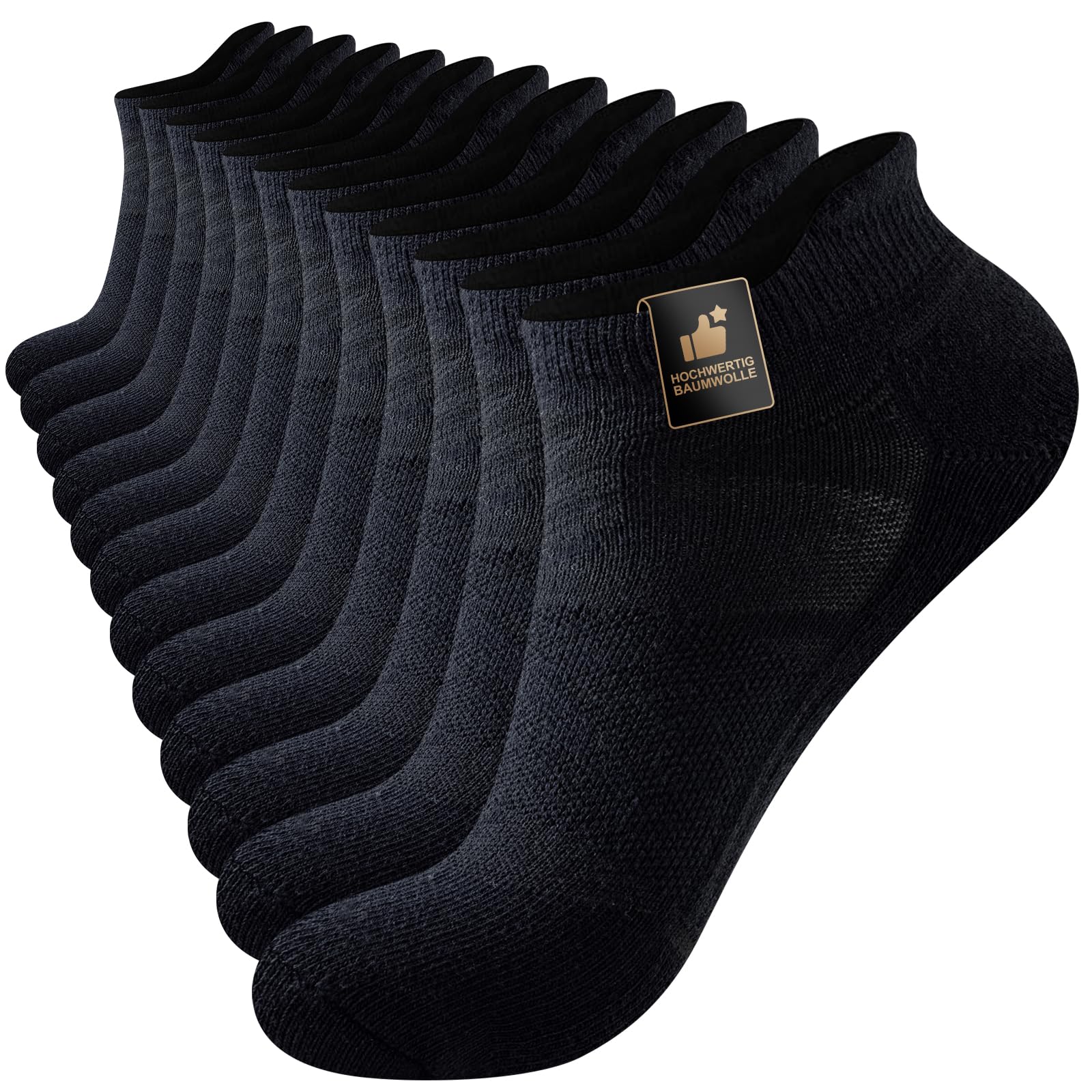 Cirorld 6 pares de calcetines deportivos para hombre y mujer, de algodón transpirable, antiampollas, acolchados, para correr, de verano, color negro y blanco, 37-42, 43-46, 47-50
