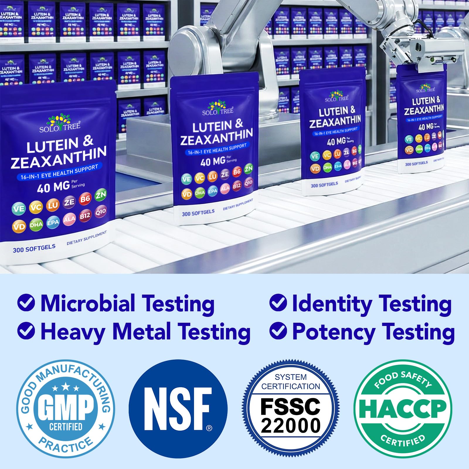 Lutein Zeaxanthin Kapseln 40mg – Augen Vitamine mit DHA, EPA, Zink, Vitamin A, C, D, E, B6 & B12 – Nahrungsergänzung für Normale Sehkraft – 300 Softgel Kapseln