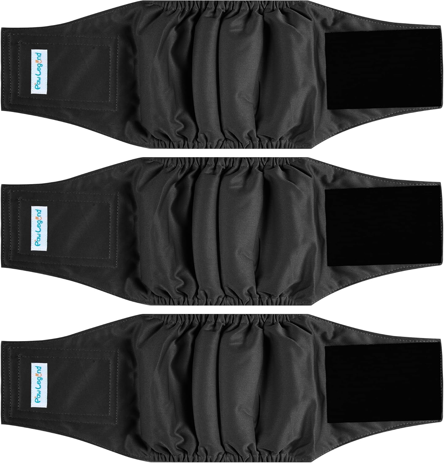 Paw Legend Washable Dog Belly Band Wrap Diapers for Male Dog | High Absorbing Puppy & Doggy Diapers Male (3 Pack,Black,Black,Black,XX-Large) XX-Large Black, Black, Black (Black Lining)