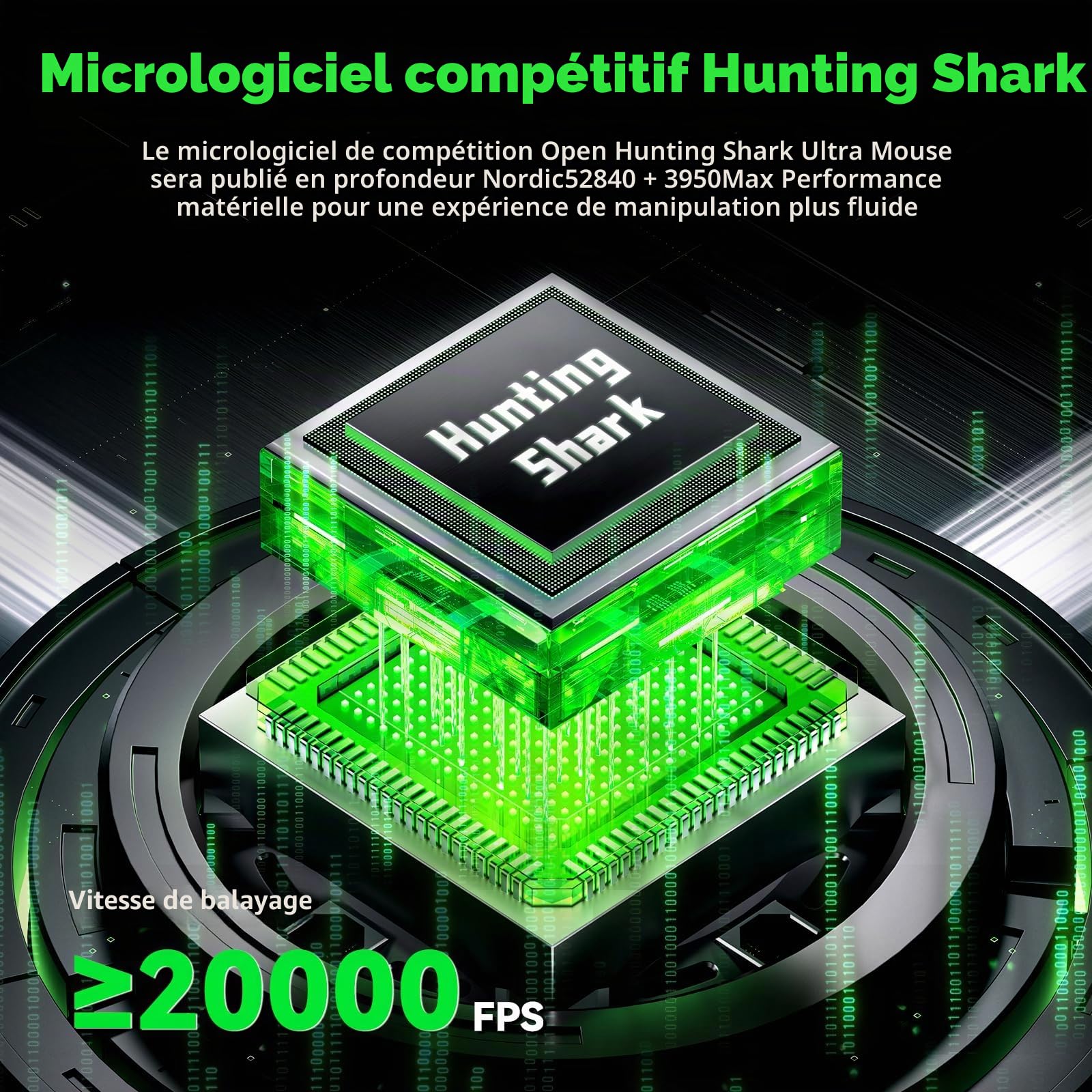 ATTACK SHARK V5 Souris Gamer sans Fil, 53g, Interrupteurs Optiques, Puce Nordic 52840, Capteur PAW3950MAX, Récepteur 8KHz LED, 20000 FPS, 42000 DPI, BT/2.4GHz/Filaire, 500mAh (Noir)