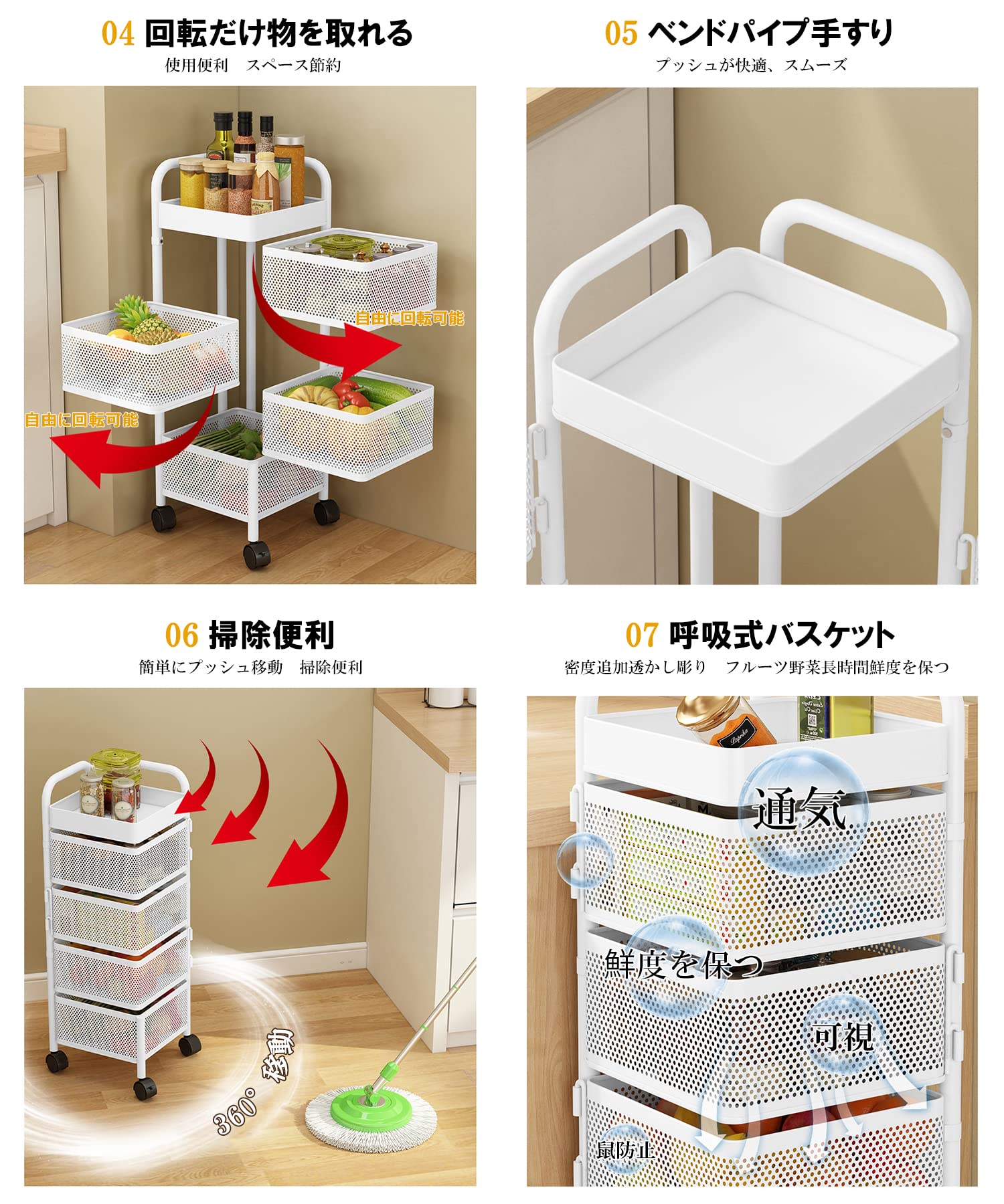 Amazon.co.jp: DAIWIN キッチンワゴン カート 調味料ラック 収納ワゴン
