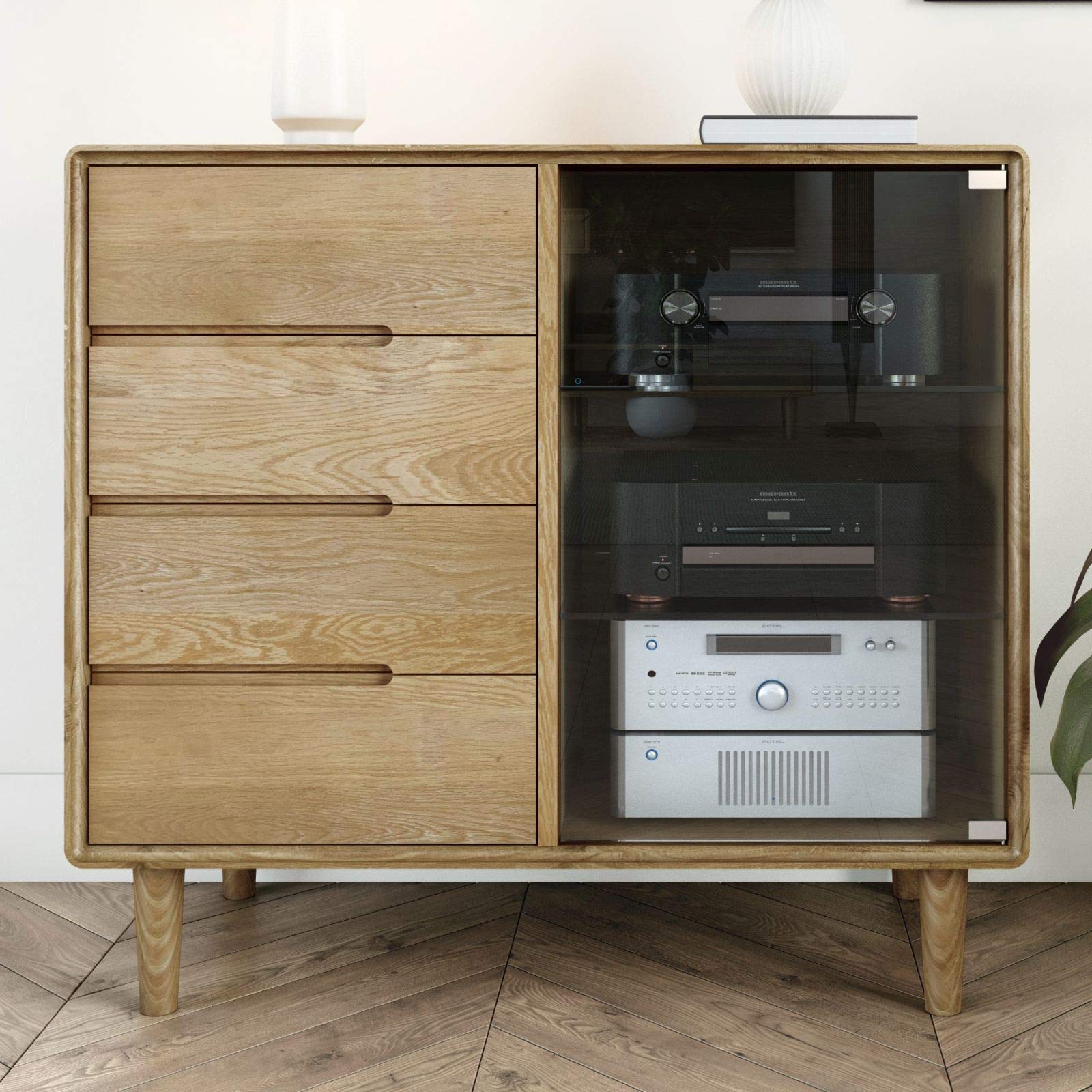 Scandic Solid Oak Furniture Small Glazed Chest