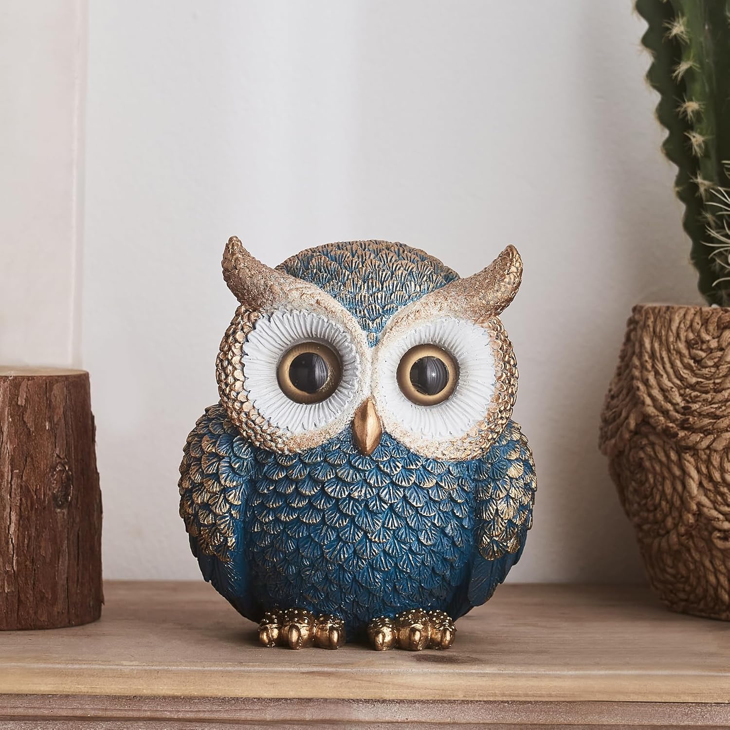 Octdays Owl Statue Home Decor - Cute Owl Figurine for Bookshelf Table Office Bedroom Living Room Mantle TV Stand Decorations Adorable Gifts for Owl Lovers