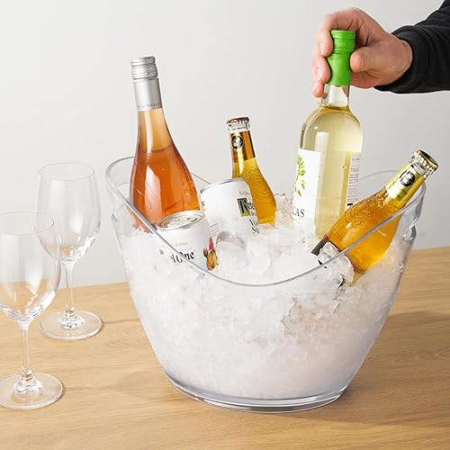 Miniatura 37 de True Cubos de hielo de acero inoxidable para fiestas con tapa, cubo de hielo de doble pared de capacidad de 1.3 L con pinzas, cubo de hielo aislado