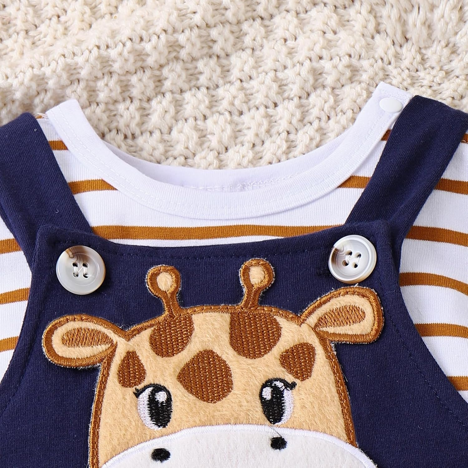 TOKIAGO Baby Boy Clothes Newborn Outfits Fall Winter Striped Romper Infant Cartoon Overall Adjustable Suspender Pants Set - Image 4