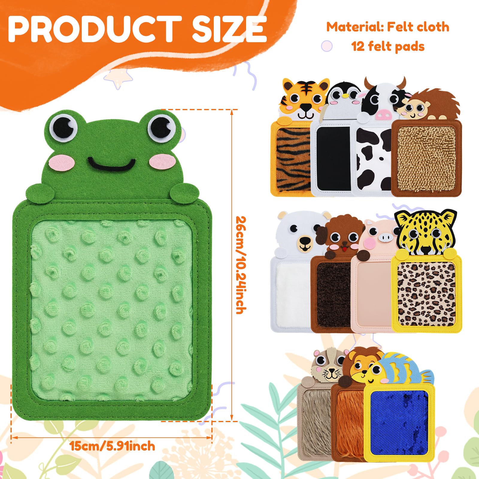 12Pcs Sensory Mat Toy Kit - Educational Animals Sensory Pads Toys for Kid Toddler Baby, Autism Sensorys Tiles Wall Panel Disorder Toys for Tactile Play/Anxiety Relief, Playful Learning Present - Image 2
