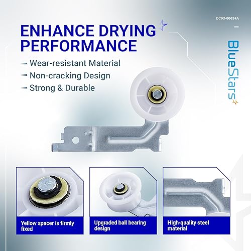 Vista 3 de [Upgraded Dual Ball Bearings] BlueStars DC93-00634A Dryer Idler Pulley with Sturdy Clip – Compatible with Samsung Dryers DV45H7000EW DV48H7400EW
