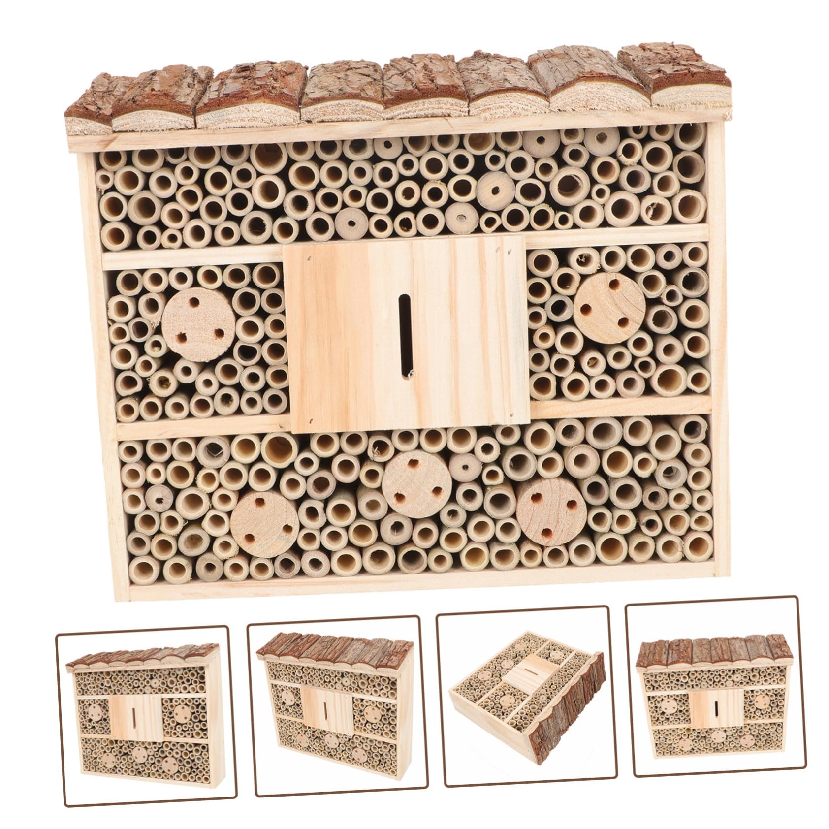 Casetta per Insetti in Legno Beige Stile Baita da Giardino | Adatta e Api, Aiuta ad Attirare Insetti Utili, Decorazione per Cortile Naturale
