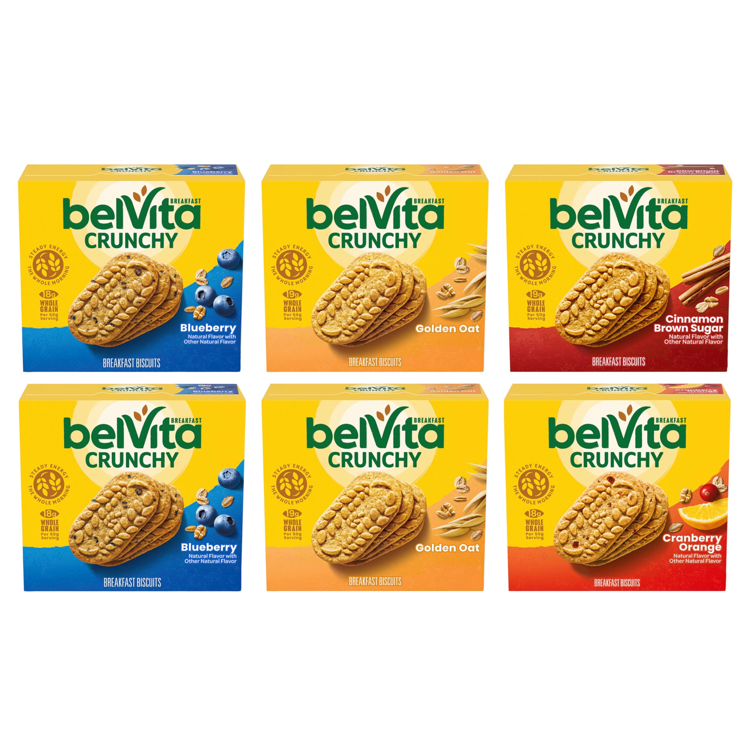 belVita Frühstücksriegel Kekse Variety Pack, 4 Geschmacksrichtungen, 30 Packungen insgesamt, 6 Boxen (4 Kekse pro Packung)