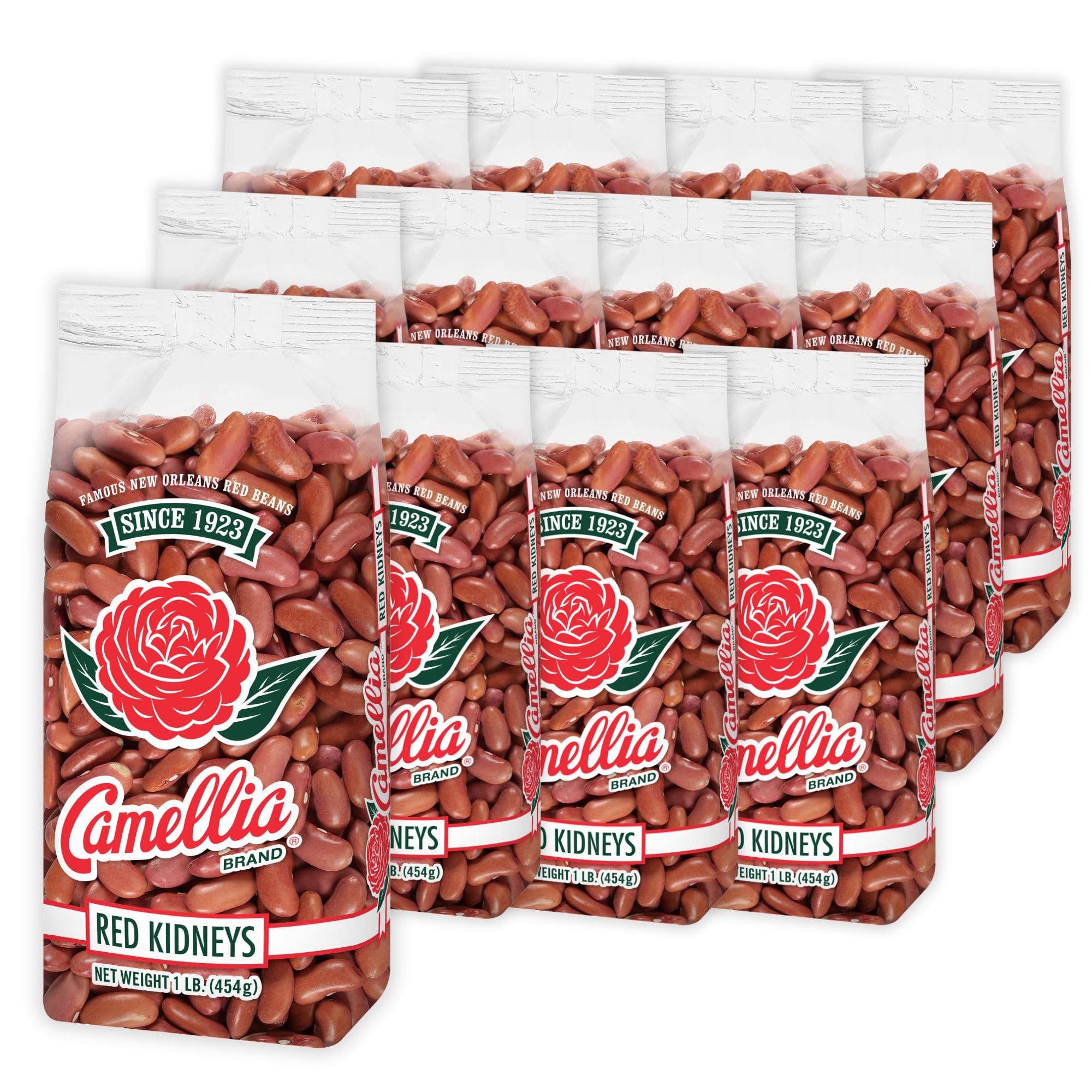 Camellia Brand Dried Red Kidney Beans – Premium Non-GMO Dry Beans for Red Beans and Rice, High Protein Plant-Based Food for Chili, Soups, Salads, Meal Prep, and Cajun Cooking 1 Pound (Pack of 12)