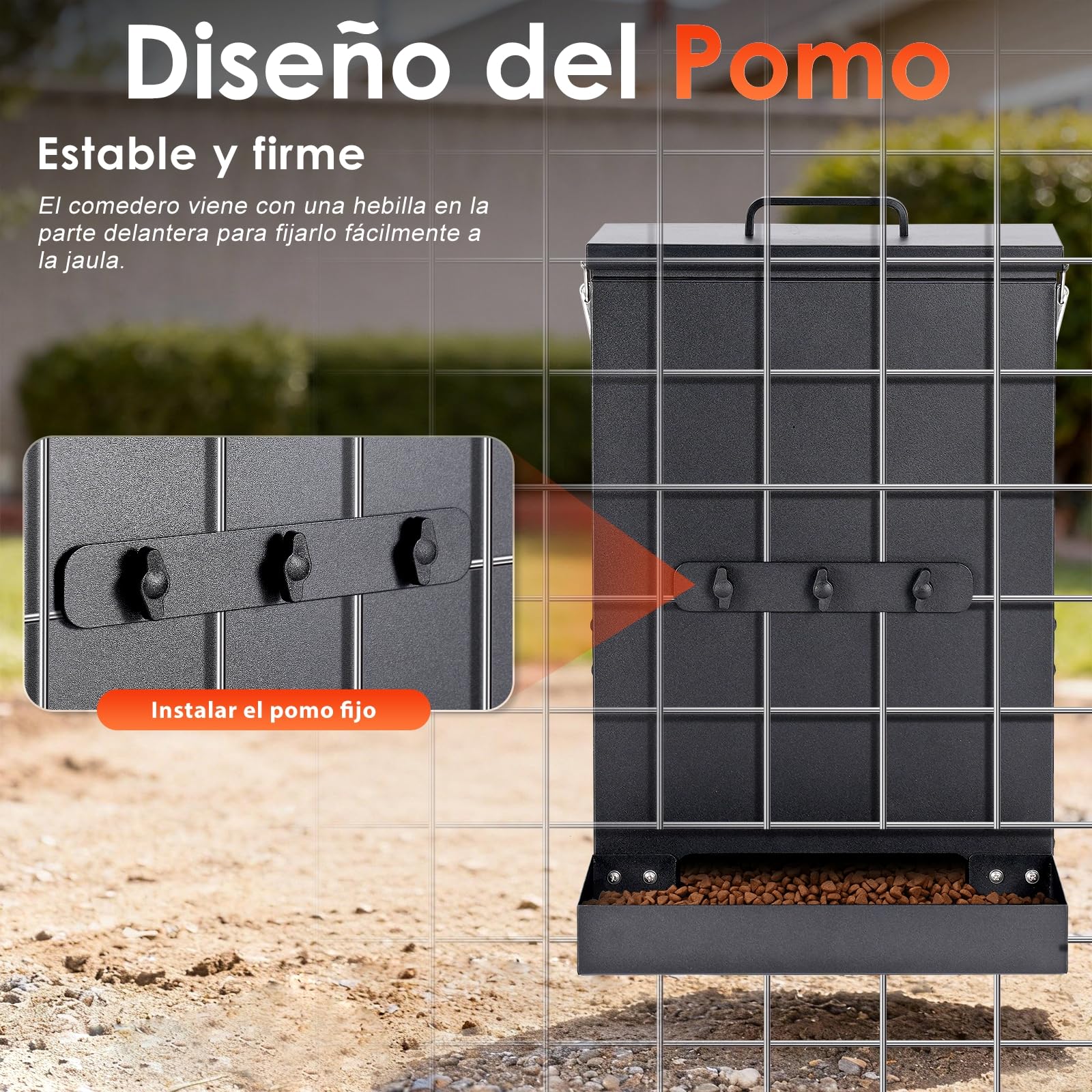 Distribuidor Automático de Comida para Perros de Acero Galvanizado Colgante, Distribuidor Automático para Mascotas por Gravedad Exterior, Gran Capacidad de 16 L, para Gatos, Perros y Conejo