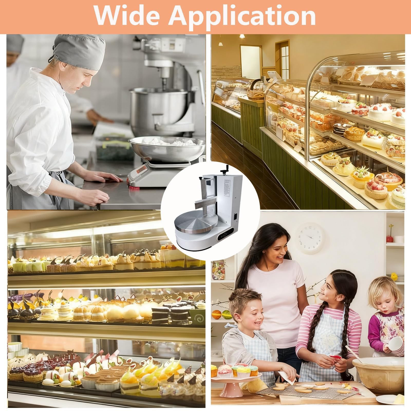 Esparcidor Automático De Crema para Tartas, Rascador De Superficie Giratorio, Decoración Eléctrica De Tartas De Cumpleaños Y Máquina Alisadora para Pasteles 4-12in-White