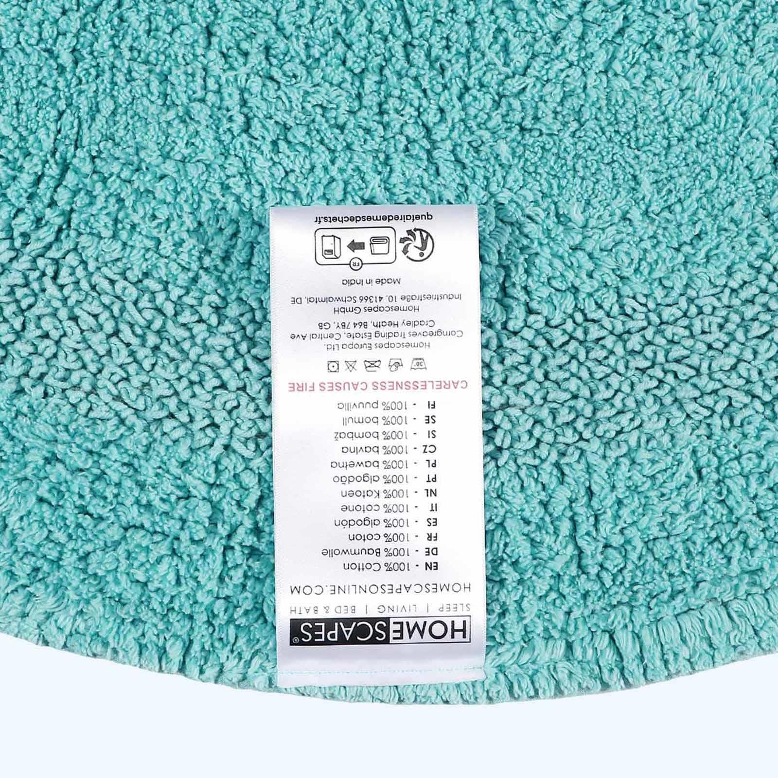HOMESCAPES ronde badkamermat, luxe 1600gsm extra zacht 100% katoen, omkeerbare badmat antislip, wasbaar, super absorberend, sneldrogend, aqua ronde badkamerkleed, 80cm