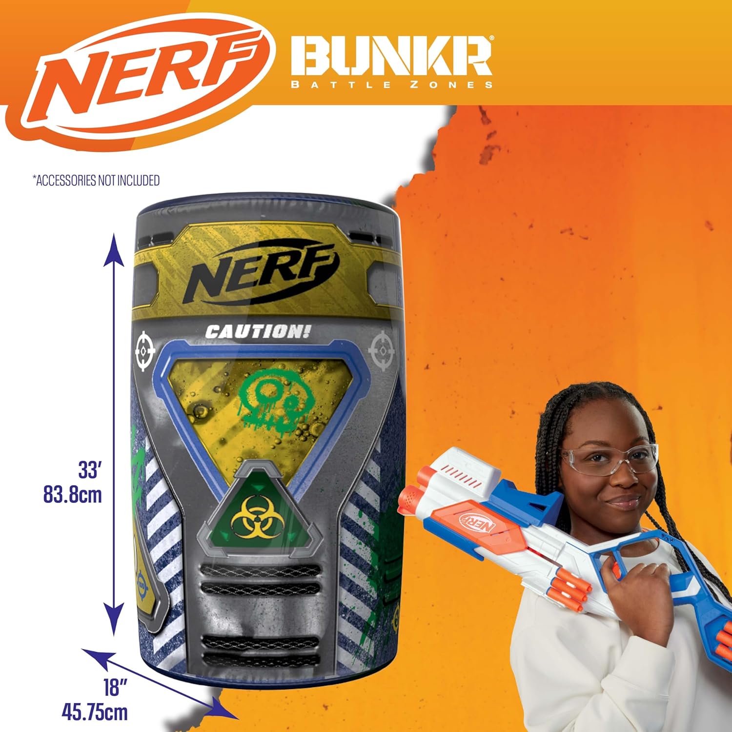 NERF BUNKR Zombie Apocalypse Defense Inflatable Barricade Set – 7 Zombie-Themed Inflatables for Nerf War & Laser Tag – Indoor/Outdoor Portable Tactical Obstacles for Blaster Combat