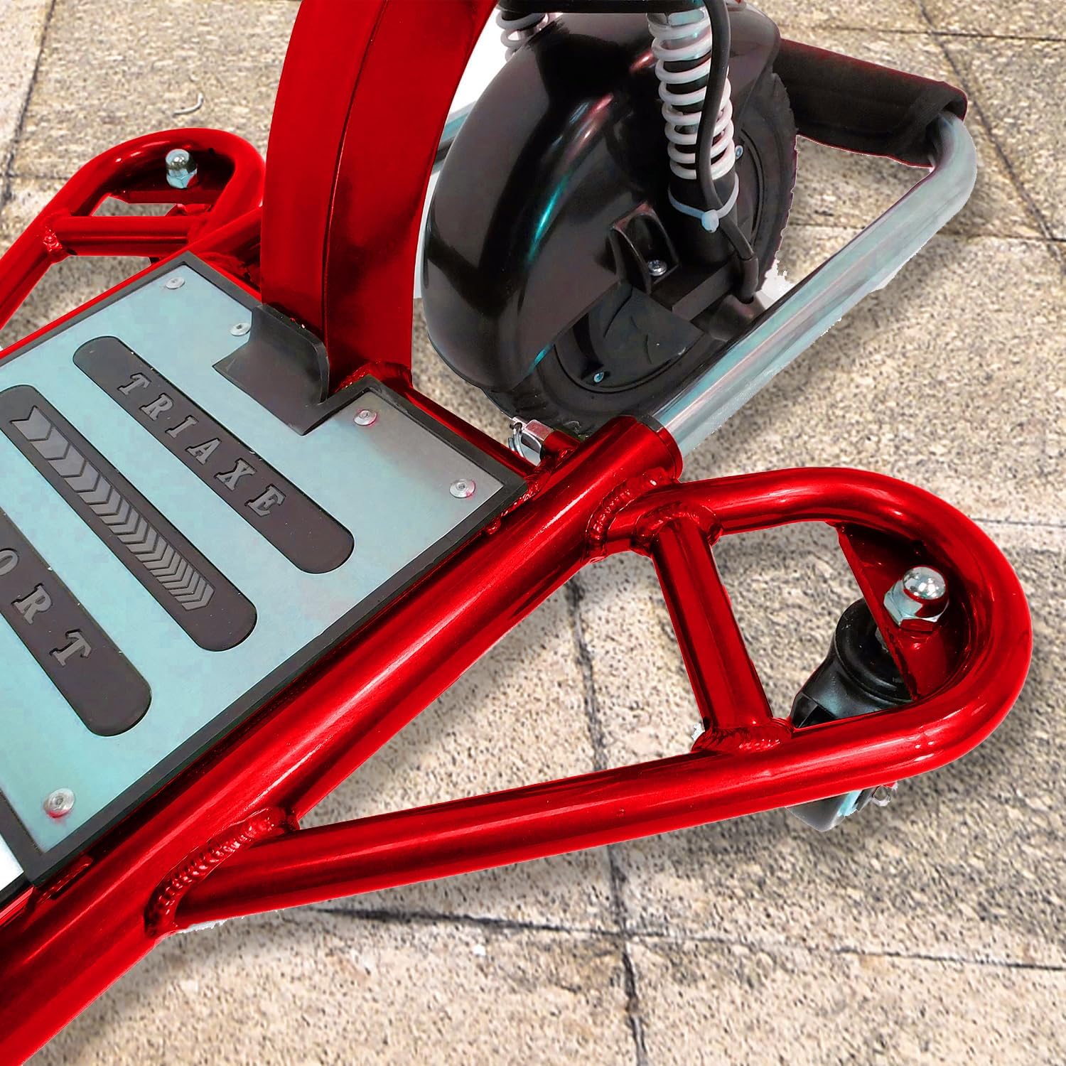 Triaxe Sport Folding Travel Scooter - Lightweight 3 Wheel Mobility Scooters for Seniors | 12mph, 35-Mile Range | 18" Seat, Comfortable Ride & Easy Maneuverability | Ideal for Travel & Everyday Use Red 18" Seat Long Range Battery image 5 of 6 B092KH434G