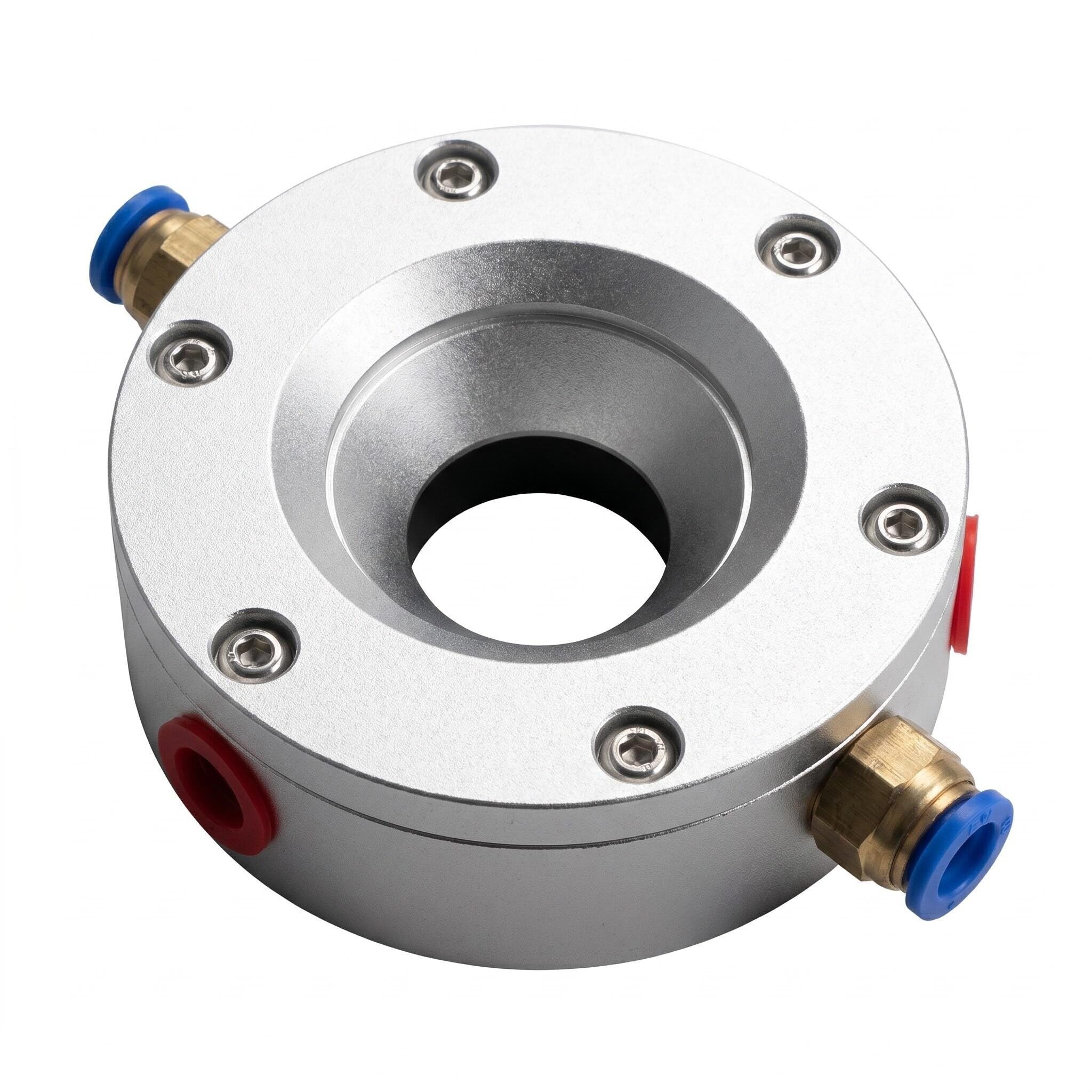 Boquilla de enfriamiento en seco con cuchilla de aire de anillo de aluminio | Aire comprimido, flujo de aire de 360°, eliminación de agua/polvo, refrigeración, 8-203 mm.(ID25-OD92mm)