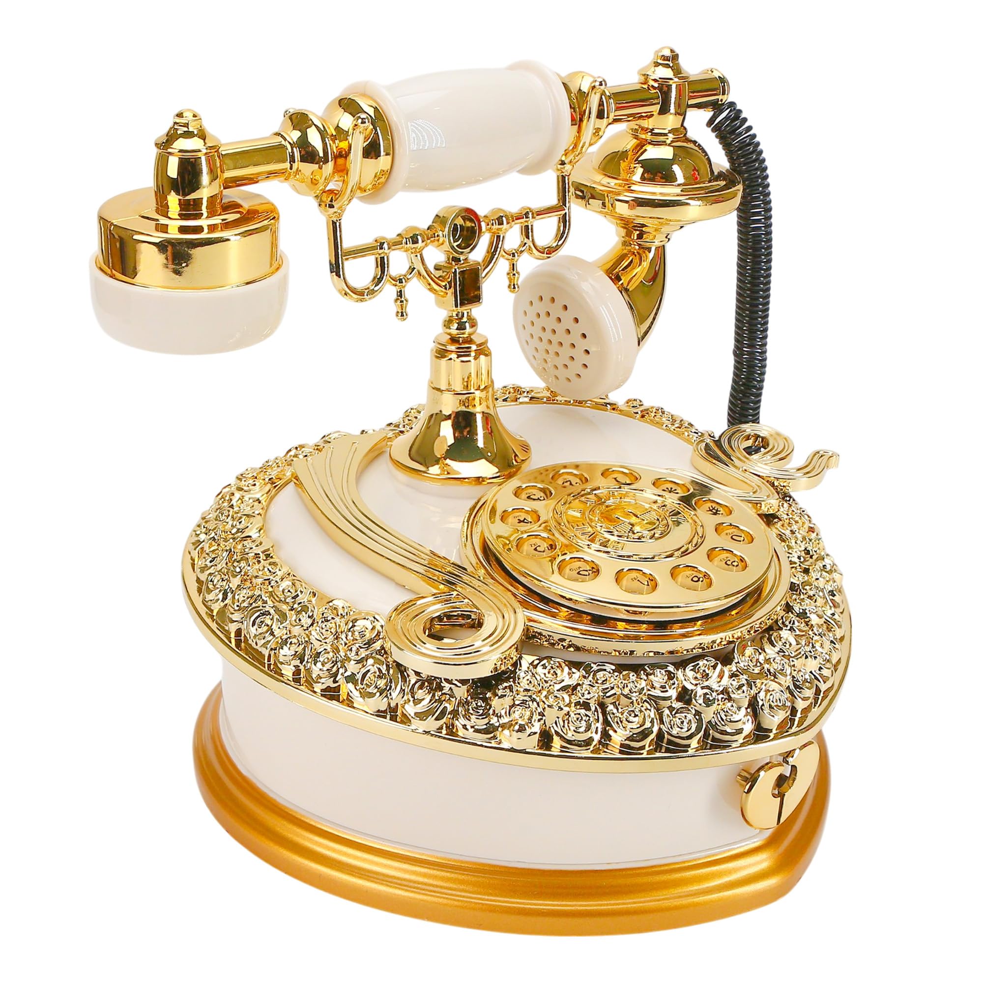 Big Vintage Telephone Jewelry Box 7x8 with Drawer - Heart Shaped Trinket Music Boxes with Retro Dial Victorian