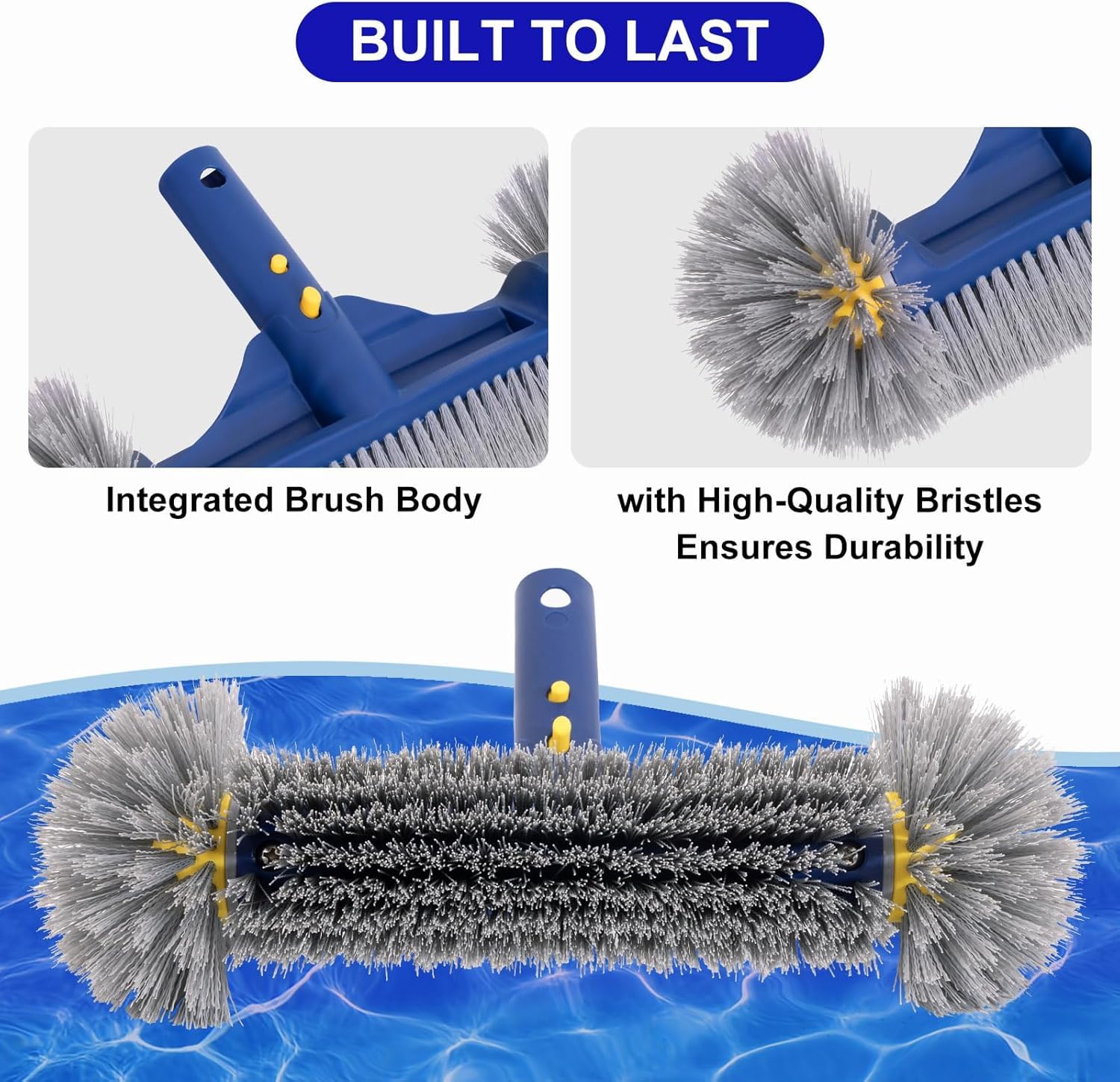 POOLAZA 18" głowica szczotki do basenów Inground Pool / Above-Ground, Heavy Duty, szczotka do czyszczenia ścian i podłóg, wytrzymała szczotka do czyszczenia basenu, z uchwytem premium Bristle i