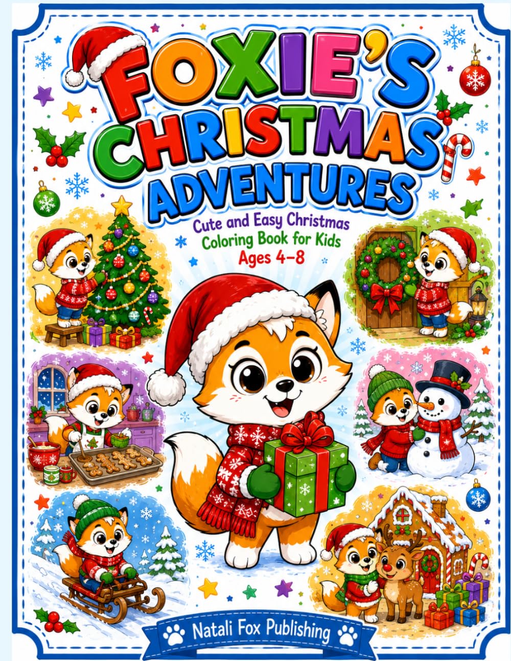 Foxie's Christmas Adventures: Cute and Easy Christmas Coloring Book for Kids Ages 4-8