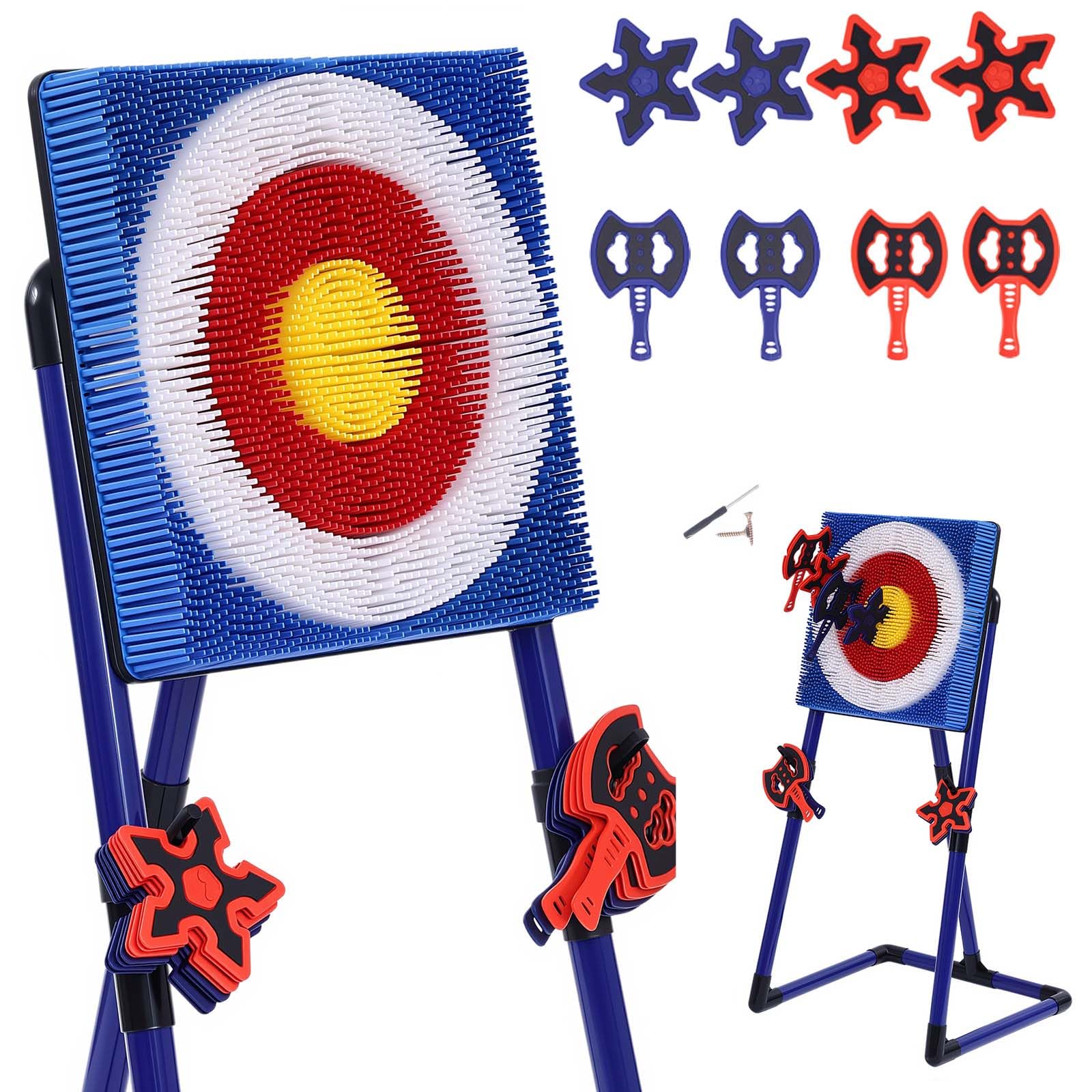 Stiatu Axe Throwing Game for Backyard, Bristle Target 8 Axes Stars Sports