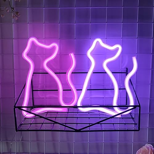 Vista 12 de JYWJ Letrero de neón de gato, luz de neón con pilas USB o 3 AA, decoración de mesa LED, decoración de pared de dormitorio, regalo de cumpleaños