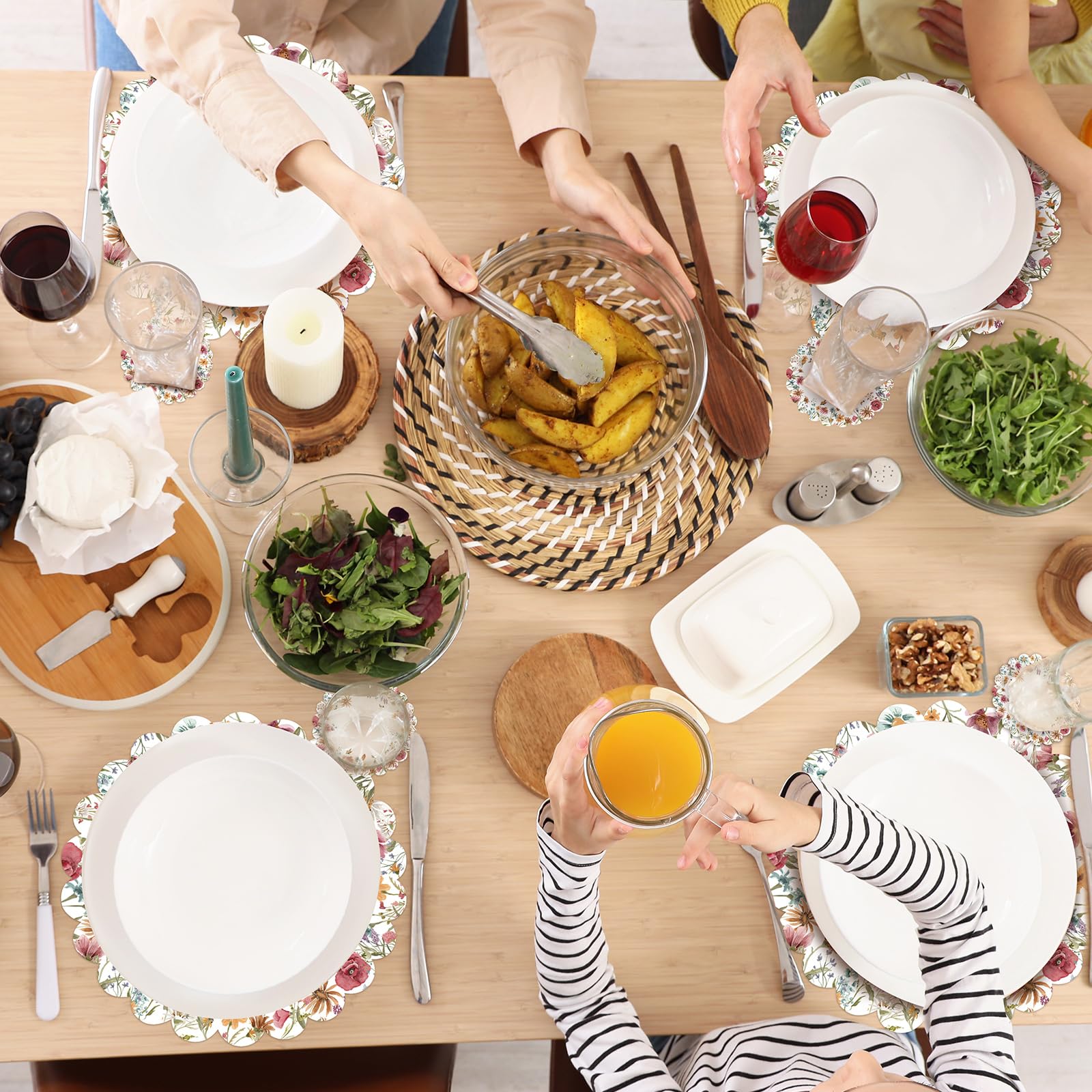 Amazon｜Gandeer ワイルドフラワープレースマットとドリンクコースター