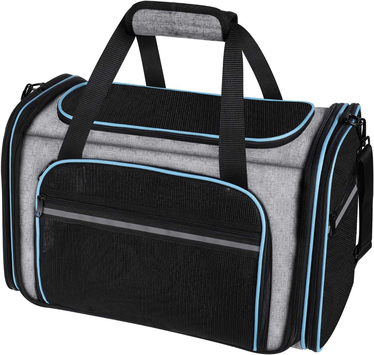 MASKEYON Airline Approved Large Soft-Sided Collapsible Pet Travel Carrier for Dog Puppy,Cats,2 Kitty,Portable Dog Travel Carrier with 5…