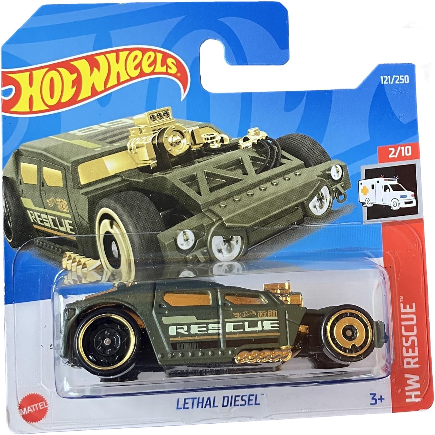 Hot Wheels - Lethal Diesel - HW Rescue 2/10 - HCX17 - Short Card - Dark Green Gold - Mattel 2022 - 1:64