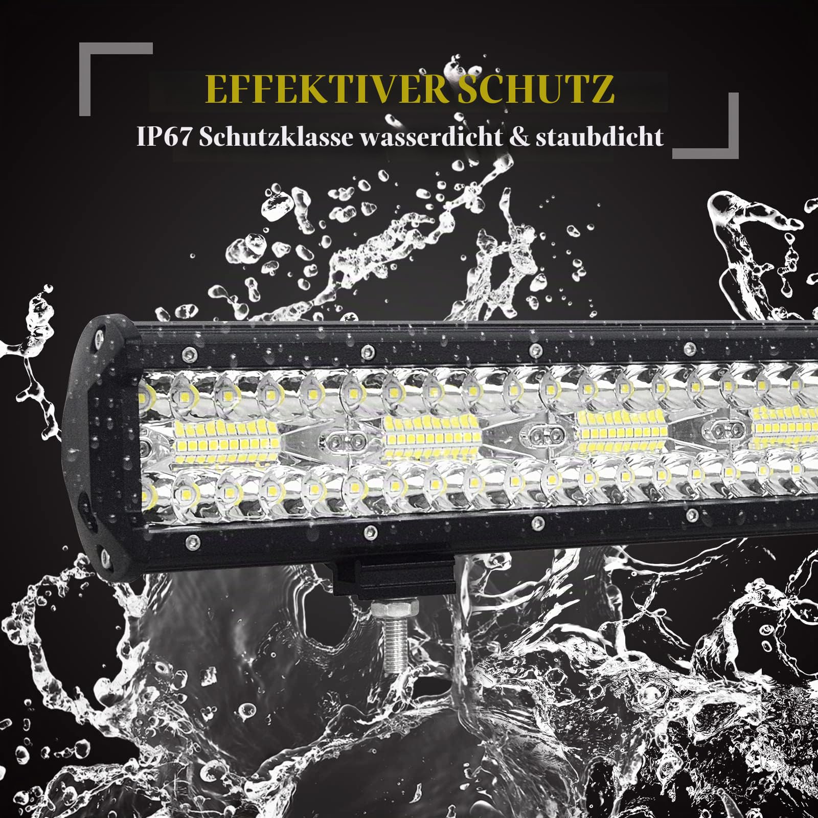 SKYWORLD 50.8 cm 420W LED Arbeitsscheinwerfer Bar 12V 24V Spot-Flood-Kombistrahl Zusatzscheinwerfer LED-Lichtleiste mit schwarzer Kennzeichenhalterung Kabelbaum-Kit für LKW PKW ATV SUV 4x4 LKW Coche | Dreireihige Spot Flood Led Lichtleiste Zusatzscheinwer