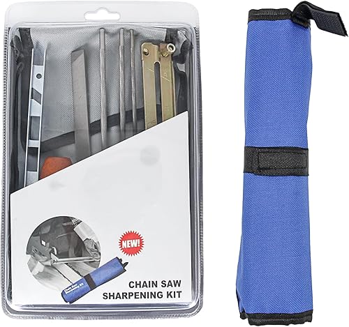 El kit de limas de afilador de motosierra para Stihl contiene limas de 5/32, 3/16 y 7/32 pulgadas, mango de madera, calibre de profundidad, guía de