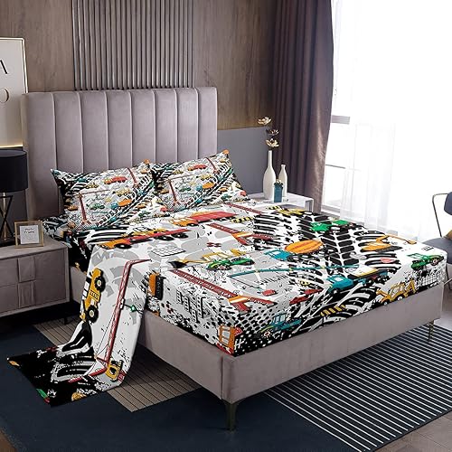 Miniatura 8 de Erosebridal Juego de sábanas de helicóptero de policía para motocicleta, tamaño Queen, sábana bajera ajustable para niños y adolescentes, decoración