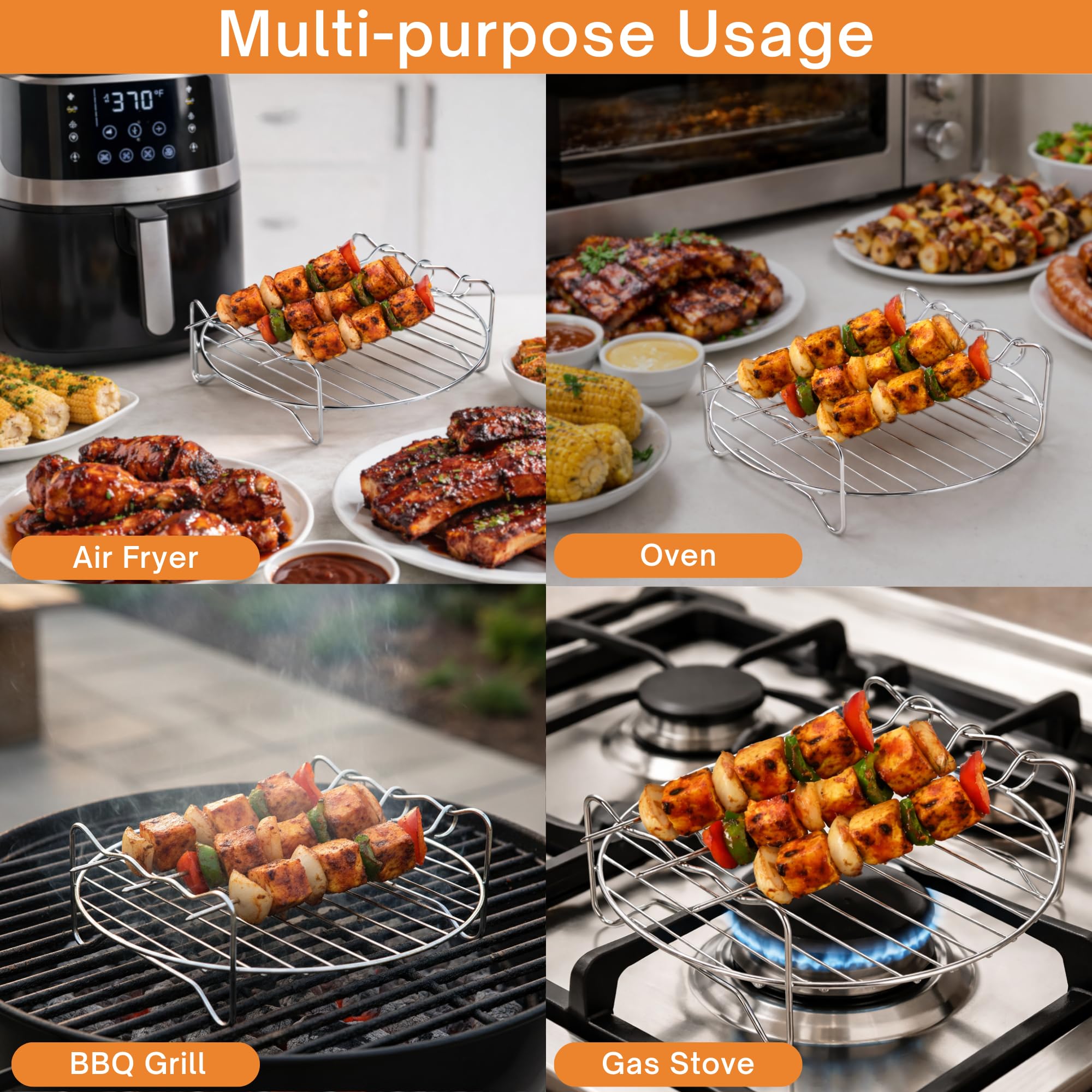 Yumun 7" Grill Stand - Air Fryer & Oven Rack -8 Yumun 7" Grill Stand - Air Fryer & Oven Rack -8