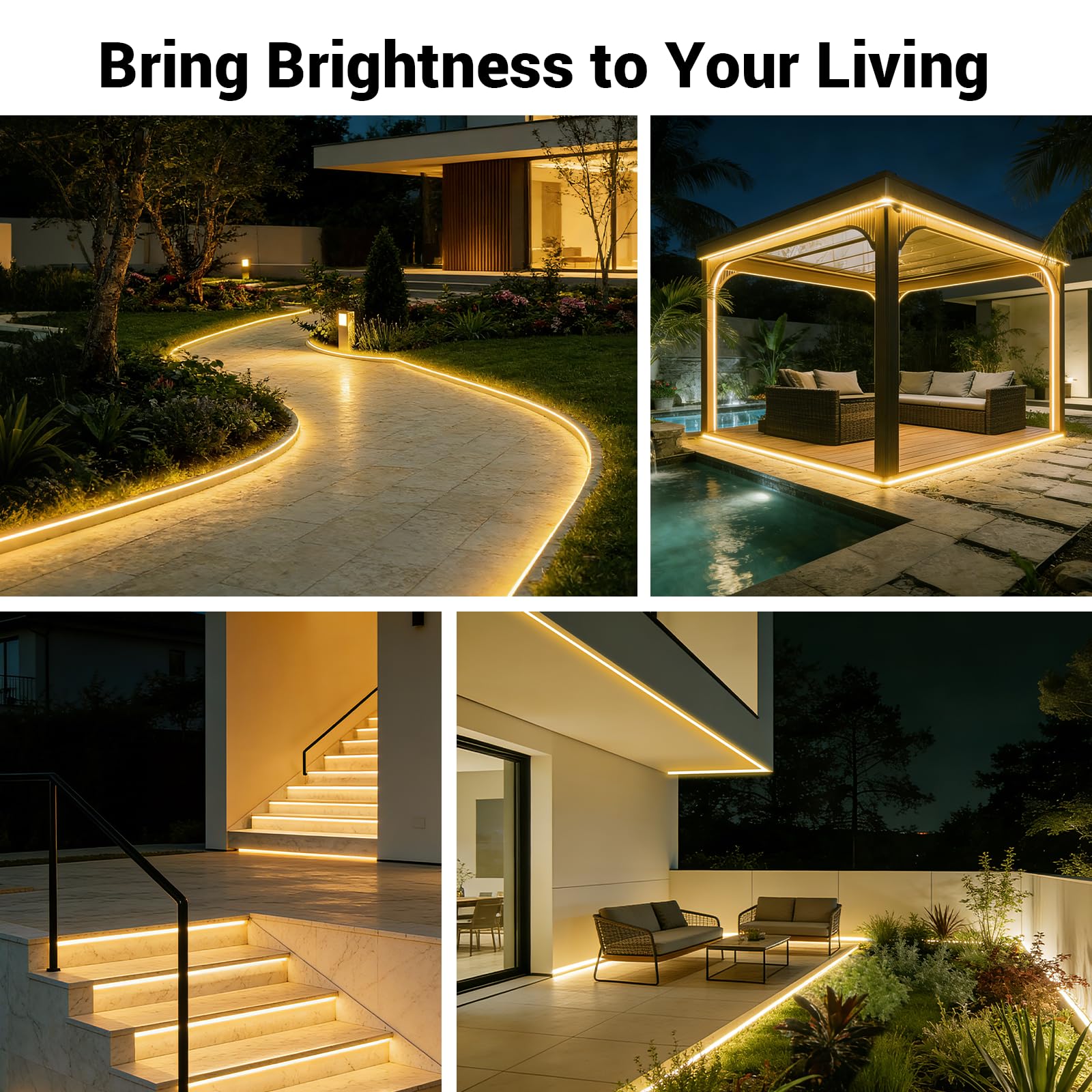 Tira LED Solar Exterior 10M, 640 LED IP68 Impermeable, Regulable con Mando a Distancia & Temporizador, 8 Modos de Iluminación Recargable Luces para Jardín, Terraza, Balcón, Valla, Piscina, Pérgola