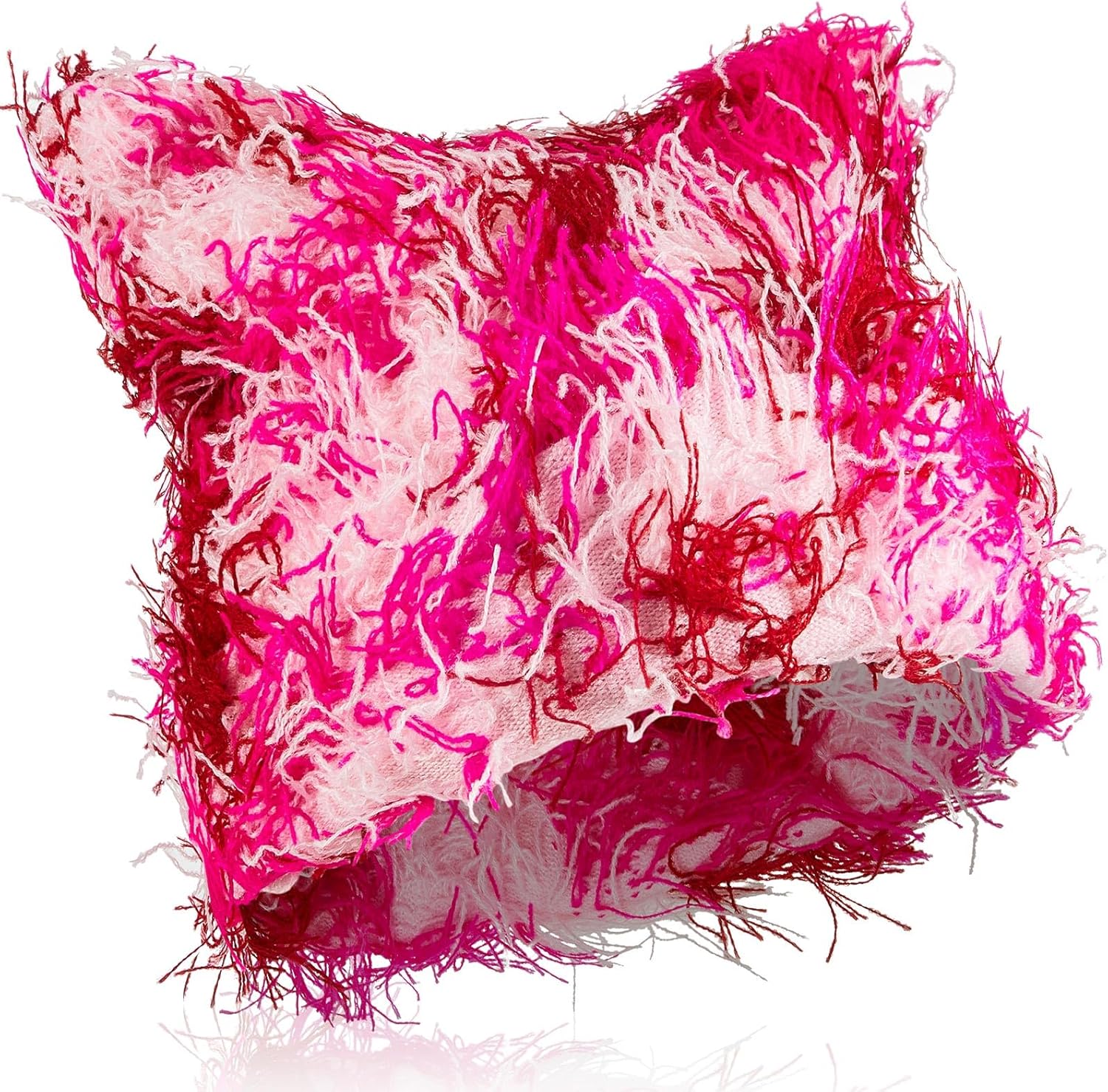 Chuarry Distressed Knitted Cat Ear Beanie Y2K for Women Men Vintage Crochet Hat Thick Slouchy Warm Cat Ear Hat Winter Outdoor