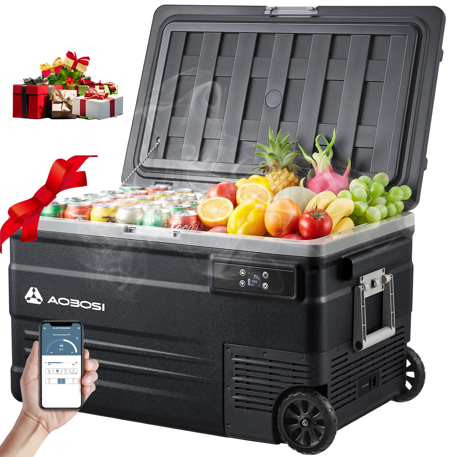 AAOBOSI Kompressor Kühlbox bis -20°C, 12/24V & 230V