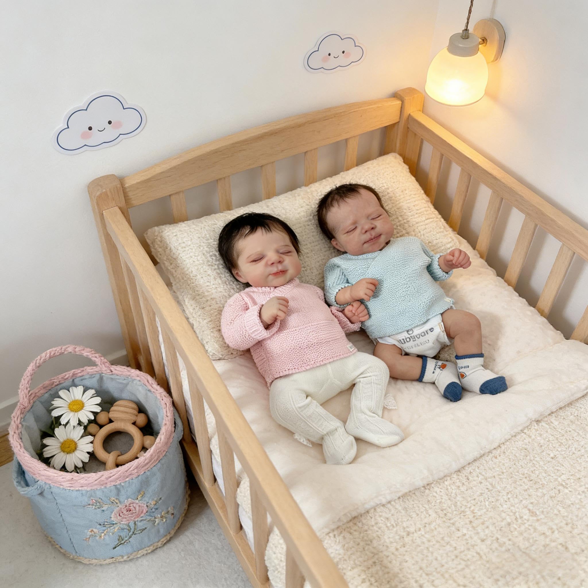 Zwillinge Realistische Reborn Babypuppen Mädchen und Junge 18 Zoll Real Life Babypuppe Silikon Ganzkörper Vinyl Lebensechte Neugeborene Babys Puppe Real Life Silikon Babys Zwillinge Puppen