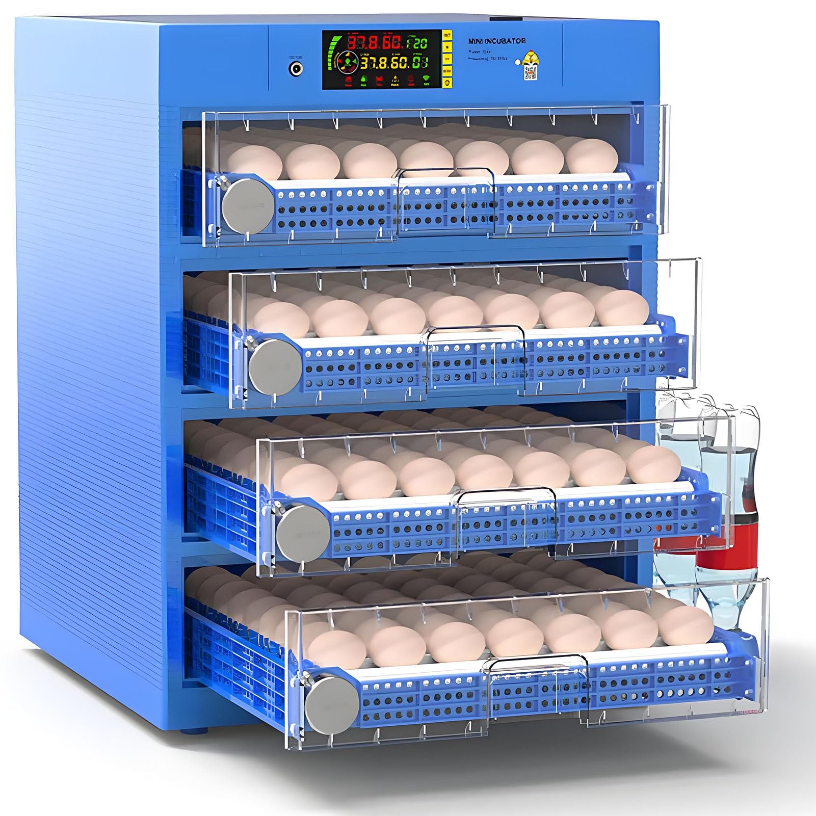 SHENGSHIYU Automatic Egg Incubators for Hatching Eggs,Commercial Digital Egg Incubator for Hatching Chicks,Pull-Out Transparent Egg Tray,Adjustable Spacing Roller,Automatic Egg Turning 4Layers