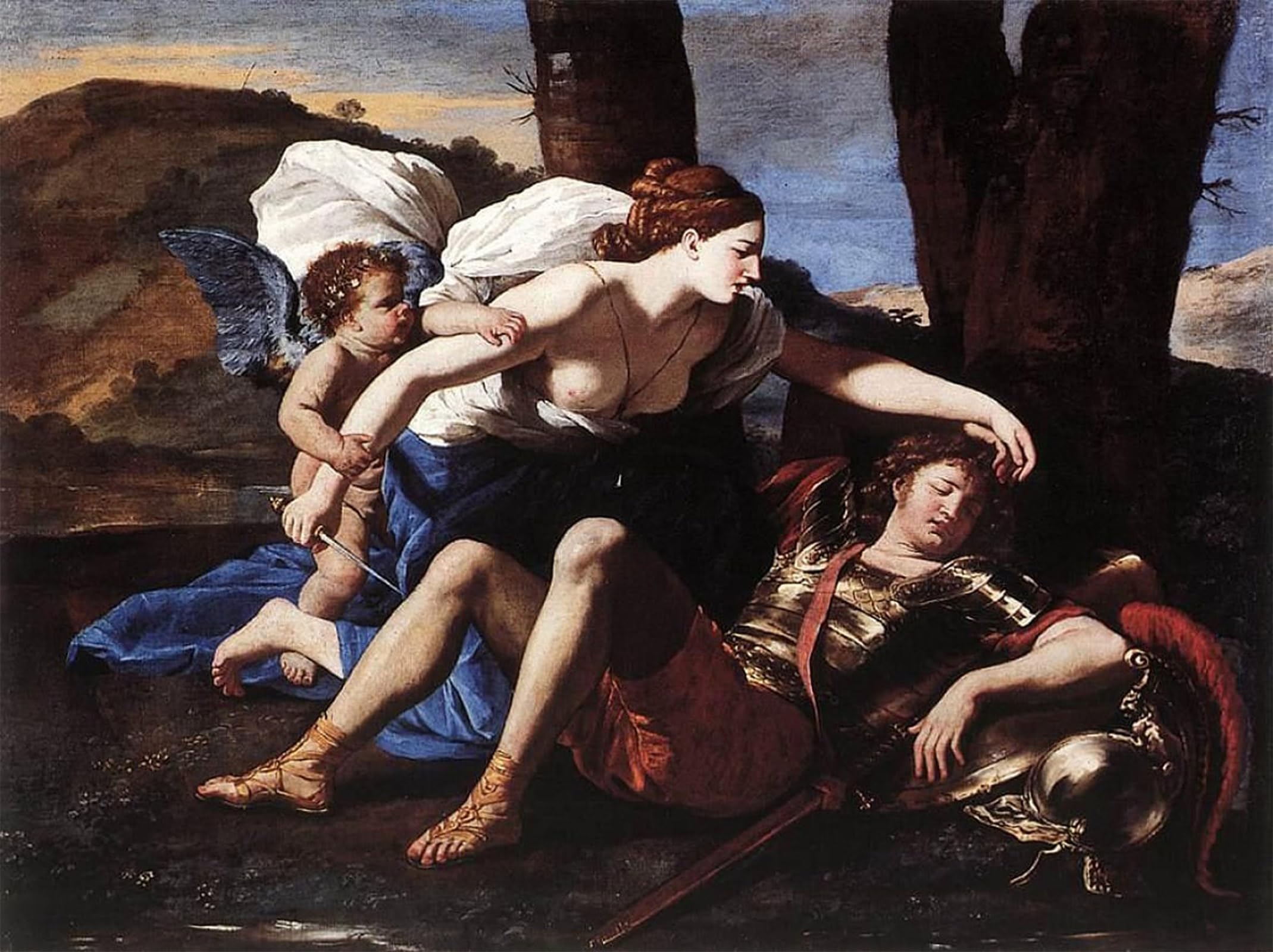 ARTXLXXBN Famous Art Print Poster Vintage Wall Art Rinaldo and Armida by Nicolas Poussin Canvas Art Poster for Home Decor 60x90cm