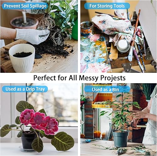 Miniatura 6 de Tapete de trasplante para plantas de interior impermeable iridiscente para macetas de 256 x 173 pulgadas bandeja para macetas bandeja de plantas de