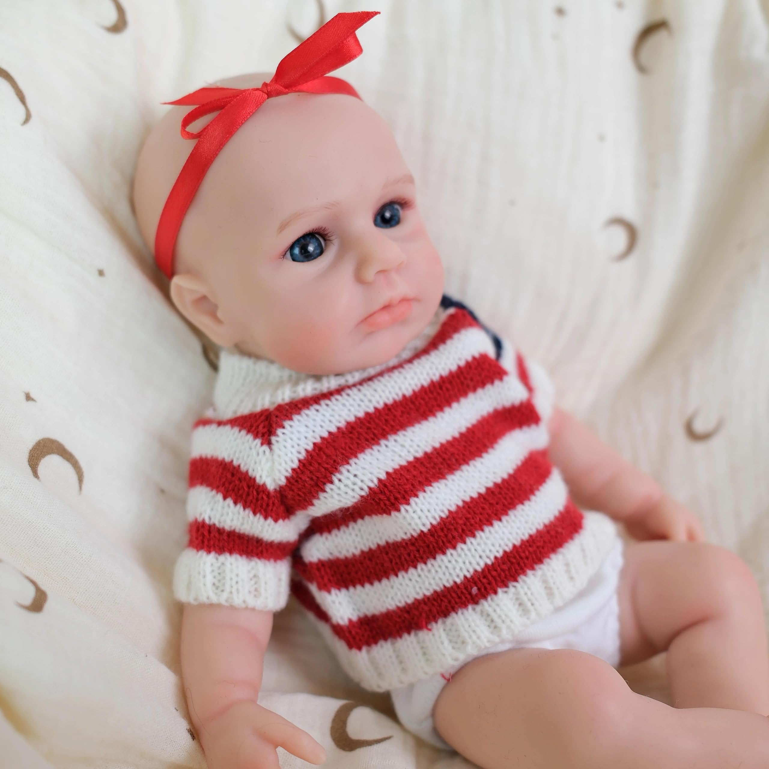 RXDOLL Bambole rinate in silicone completo Posable 12 pollici Realistico Neonato Bambola Solido Silicone Full Body Girl Impermeabile Realistico Morbido Reborn Bambole Loulou Sveglio