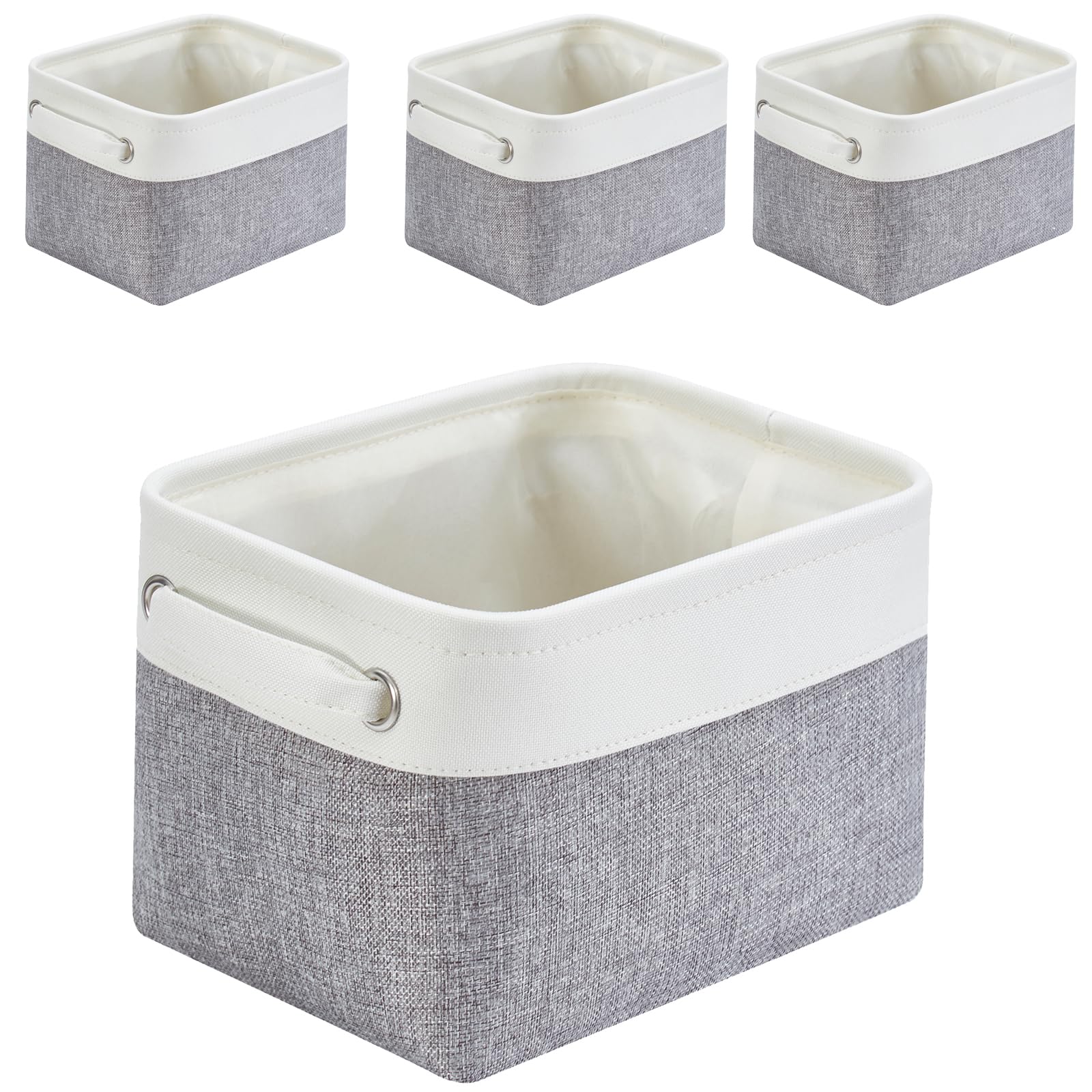 Mangata Set of 4 Fabric Storage Baskets, Grey White S — image 1