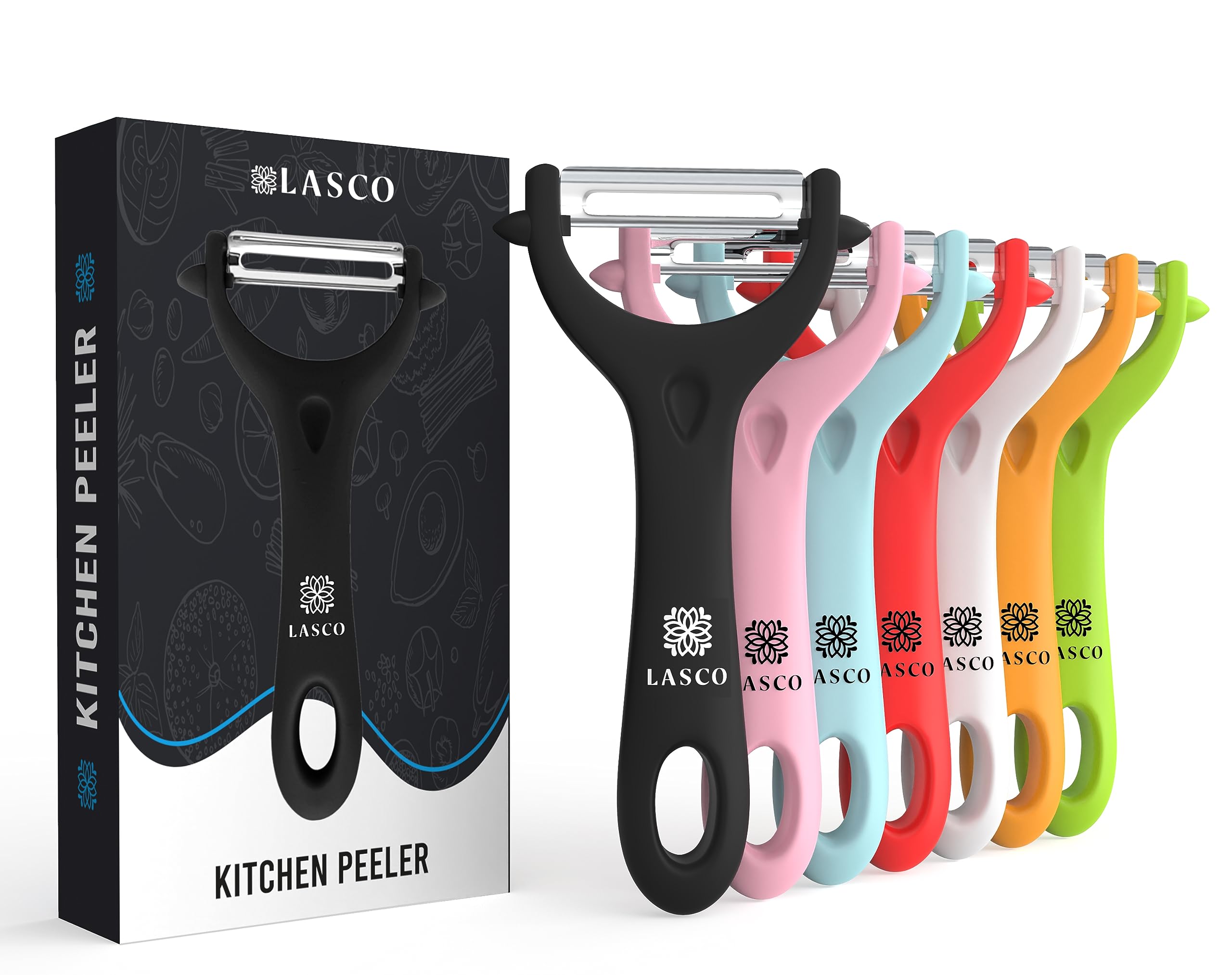 Lasco Vegetable Peeler - Durable Y-Shaped Potato Peeler - Sharp Stainless Steel Blade, Nonslip Handle - Comfortable Food Peeler - Lightweight Veggie, Fruit Peeler - Modern Kitchen Tool - Black