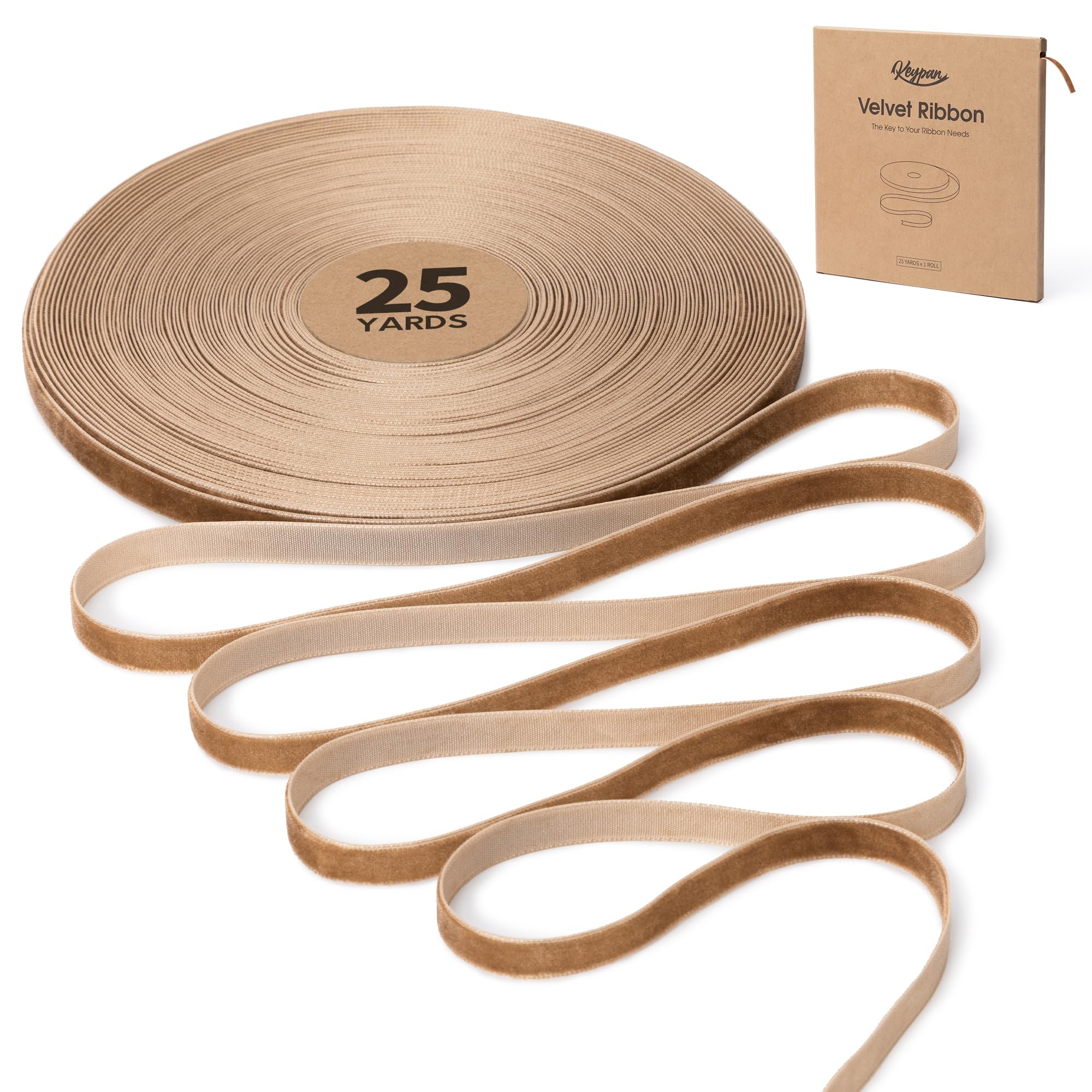 Keypan Brown Thin Velvet Ribbon 9.5mm x 22.9m