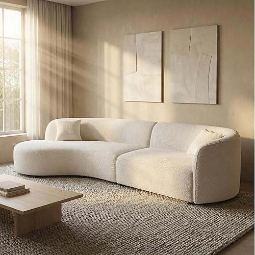 Miniatura 7 de Sofá curvo para sala de estar, estilo moderno, de lujo, tapizado a mano derecha, sofá seccional, sofá seccional, sofá seccional, color blanco
