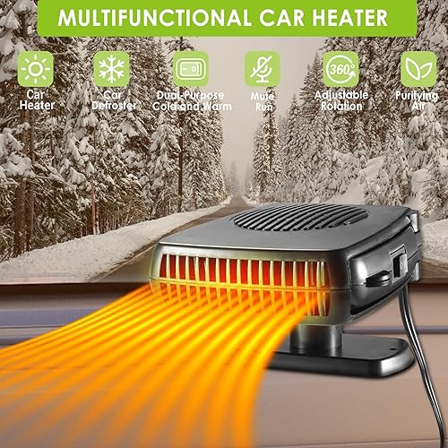 Miniatura 6 de Calentador de automóvil, 12 V 200 W, portátil, desempañador y descongelador, ventiladores de calefacción y refrigeración rápidos con enchufe para