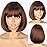 WERD Short Brown Bob Wig for Women Auburn Brown Wig with Bangs Synthetic Hair Light Highlight Brown Bob Wig for Daily Party Cosplay