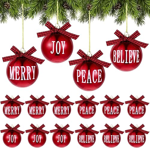 Libima 12 piezas de bolas de Navidad adornos de lazo a cuadros para colgar en el árbol de Navidad bolas decorativas de Navidad adornos de bola de
