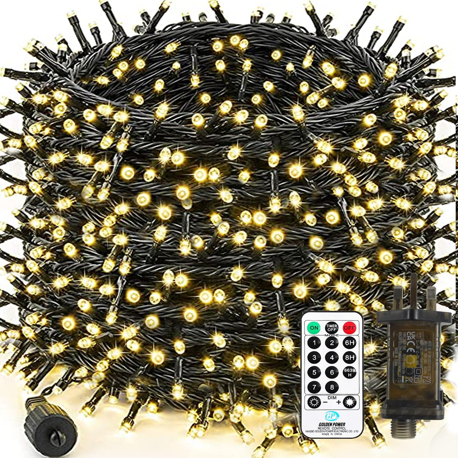 Bzavor Led Lichterkette Strom 105M 1000 LED mit Fernbedienung Timer Merkfunktion Steckdose IP65 Wasserdicht für Innen und Außen,Niederspannung,Led Lichterkette mit Stecker für Weihnachten Deko