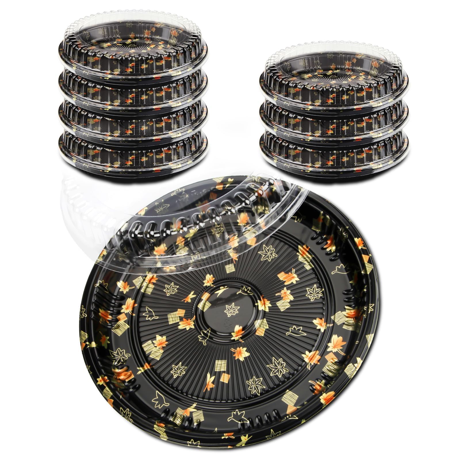Mbsomnus 8 plateaux à sandwich avec couvercles, plateaux ronds de restauration avec couvercles, plateaux de buffet, assiettes réutilisables pour servir des aliments, des collations, des gâteaux, des